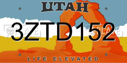 3ZTD152 Utah License Plate