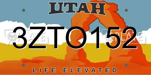 3ZTO152 Utah License Plate