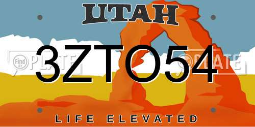 3ZTO54 Utah License Plate