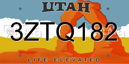 3ZTQ182 Utah License Plate