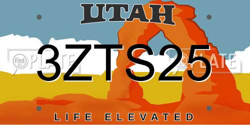 3ZTS25 Utah License Plate
