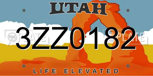 3ZZ0182 Utah License Plate