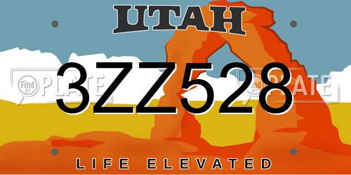 3ZZ528 Utah License Plate