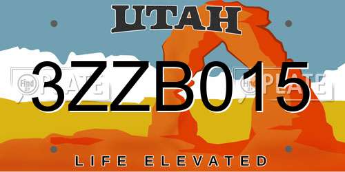 3ZZB015 Utah License Plate