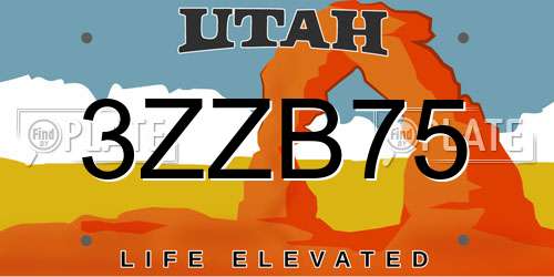 3ZZB75 Utah License Plate