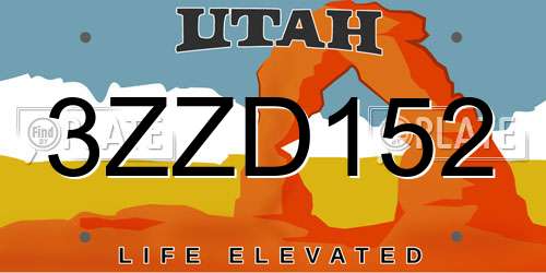 3ZZD152 Utah License Plate