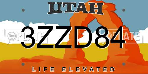 3ZZD84 Utah License Plate