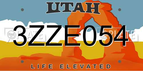 3ZZE054 Utah License Plate