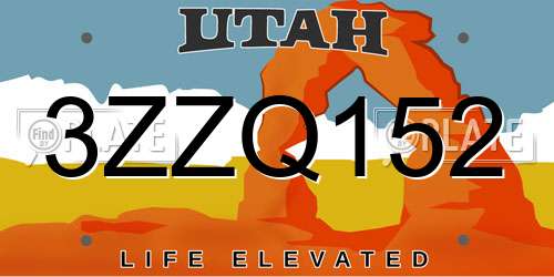 3ZZQ152 Utah License Plate