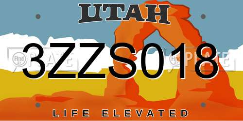 3ZZS018 Utah License Plate