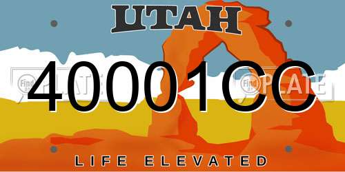 40001CC Utah License Plate
