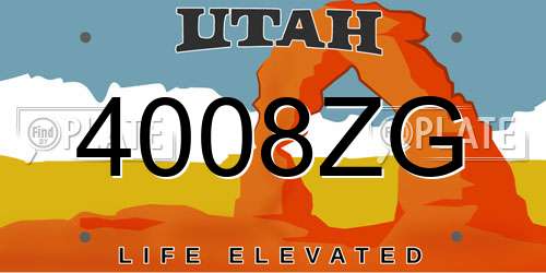 4008ZG Utah License Plate