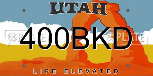 400BKD Utah License Plate