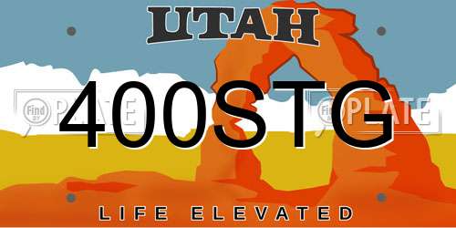 400STG Utah License Plate
