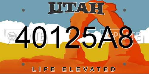 40125A8 Utah License Plate