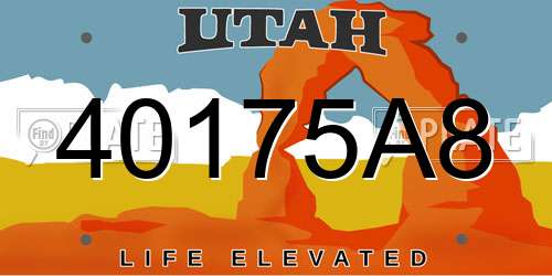 40175A8 Utah License Plate
