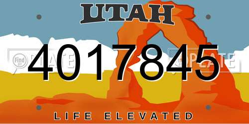 4017845 Utah License Plate