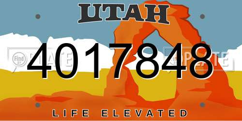 4017848 Utah License Plate