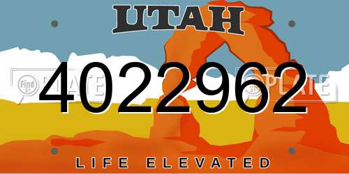 4022962 Utah License Plate