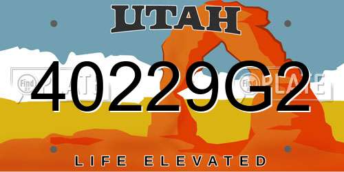 40229G2 Utah License Plate
