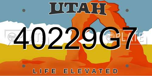 40229G7 Utah License Plate
