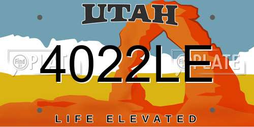 4022LE Utah License Plate