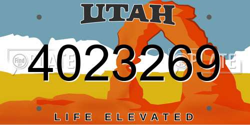 4023269 Utah License Plate