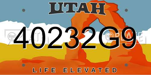 40232G9 Utah License Plate