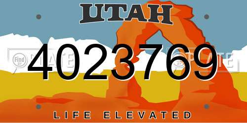 4023769 Utah License Plate