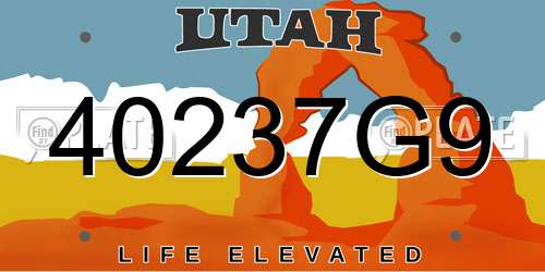 40237G9 Utah License Plate