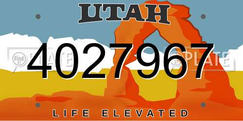 4027967 Utah License Plate