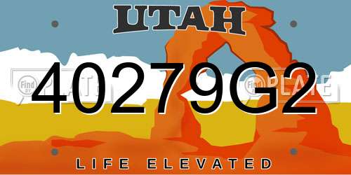 40279G2 Utah License Plate