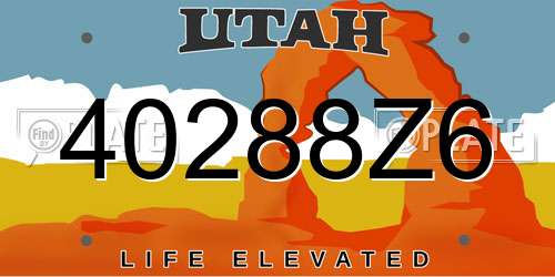 40288Z6 Utah License Plate