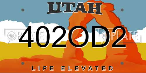402OD2 Utah License Plate
