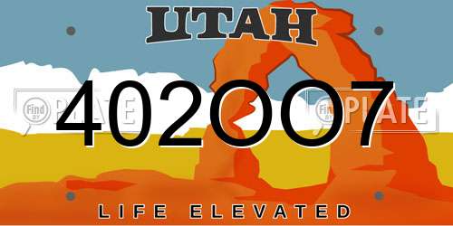 402OO7 Utah License Plate