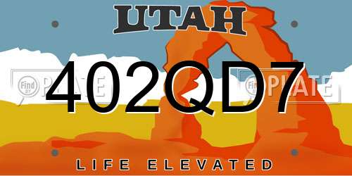 402QD7 Utah License Plate