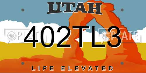 402TL3 Utah License Plate