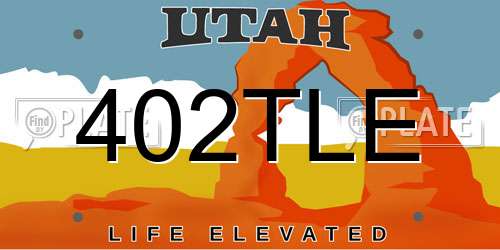 402TLE Utah License Plate