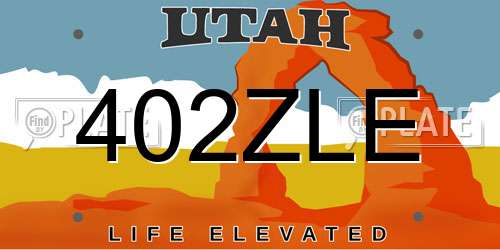 402ZLE Utah License Plate
