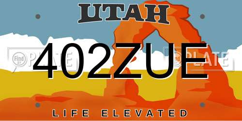 402ZUE Utah License Plate