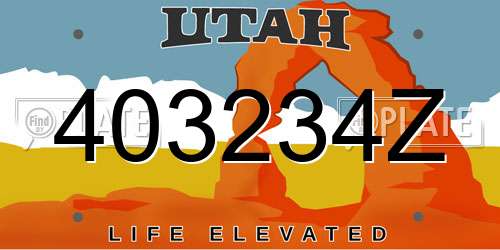 403234Z Utah License Plate