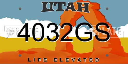 4032GS Utah License Plate