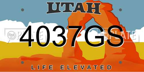 4037GS Utah License Plate