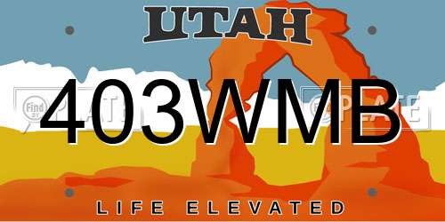 403WMB Utah License Plate