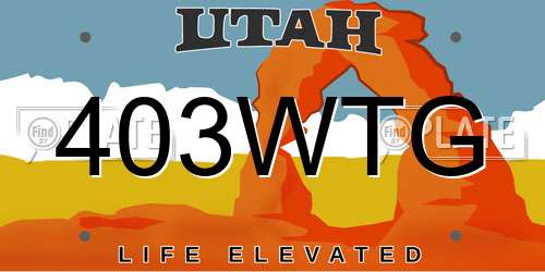 403WTG Utah License Plate