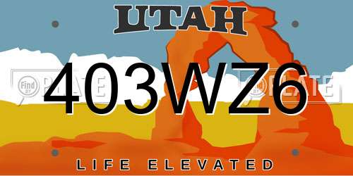 403WZ6 Utah License Plate