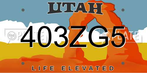 403ZG5 Utah License Plate
