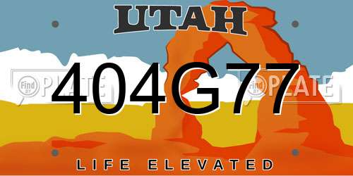 404G77 Utah License Plate