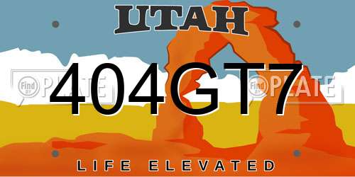 404GT7 Utah License Plate