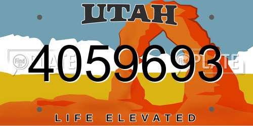 4059693 Utah License Plate